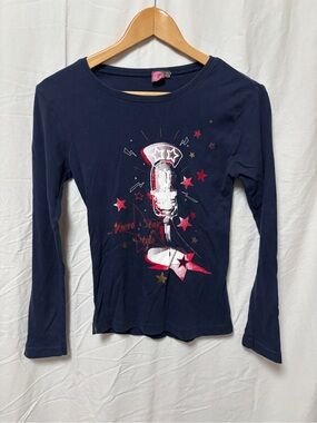 Y2K fitted long sleeve shirt with graphics